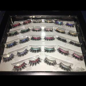 Hand-Set SWAROVSKI CRYSTAL Synthetic Eyelashes 1 set different colors